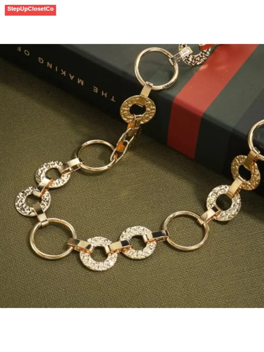Metal Hollow Circle Chain Belt for Dresses Jeans Adjustable Waist Fashion Body